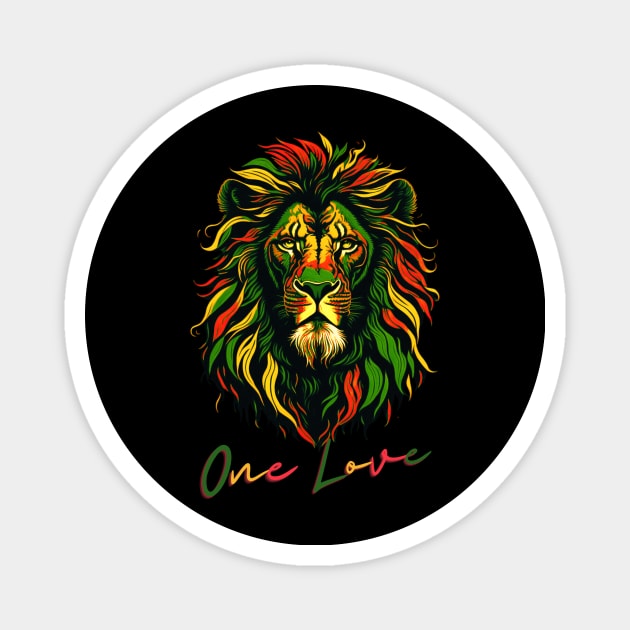 One Love Reggae Rasta Lion Magnet by Trip Tank